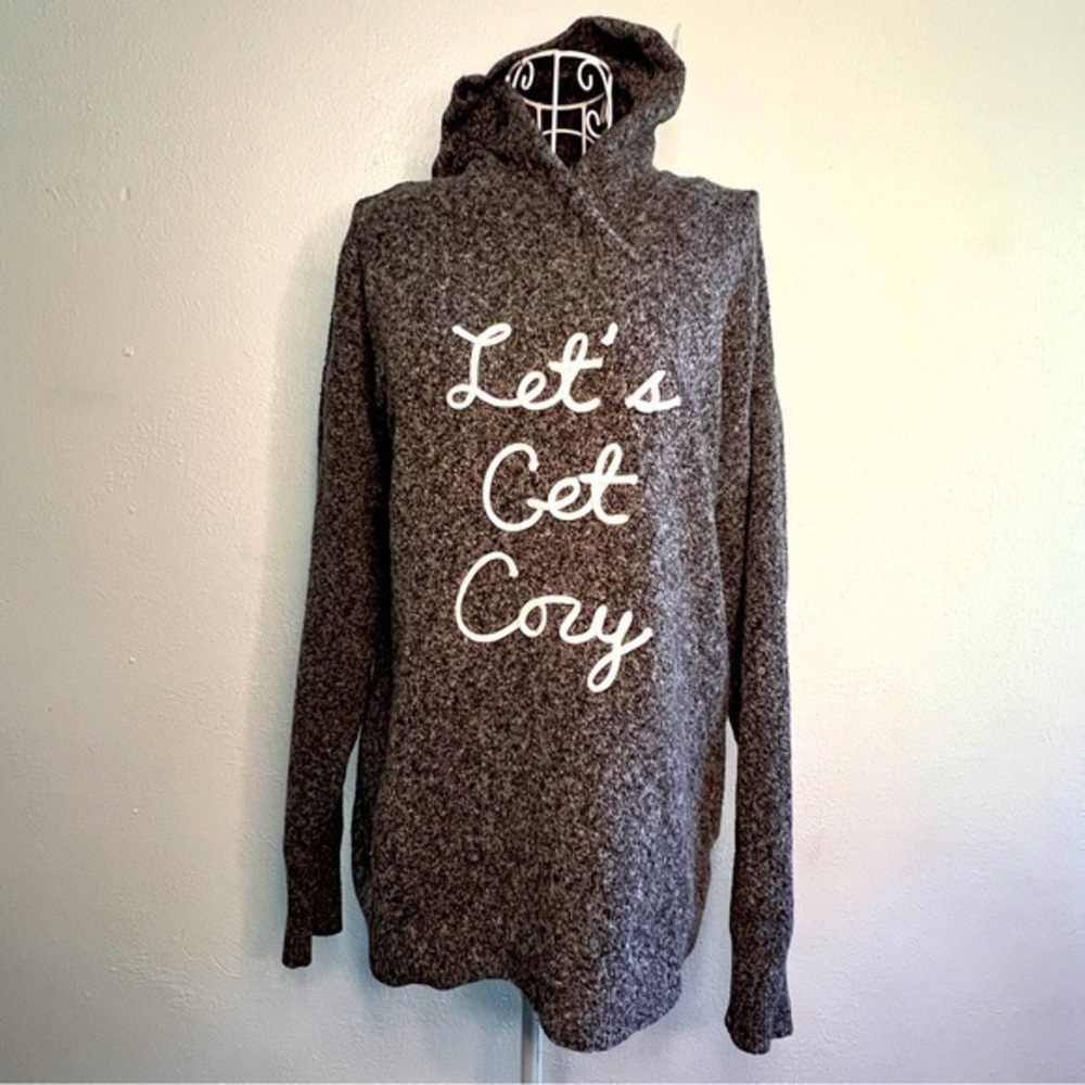 Marled Reunited Clothing gray “Let’s Get Cozy” hooded sweatshirt, Sz M. EUC.